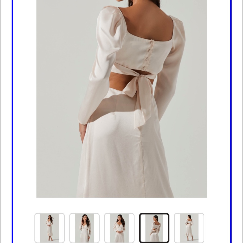 ASTR Lainie cutout long sleeve midi dress (color pearl/size M)